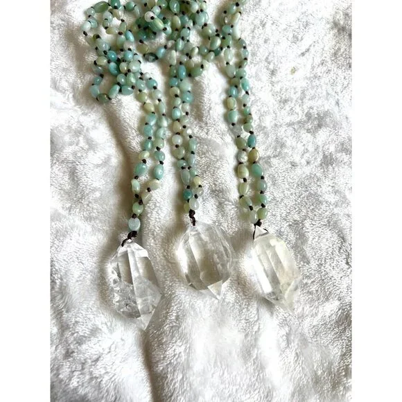 DT Power Quartz + Aquamarine Mala Pendant Necklace - Picture 8 of 8